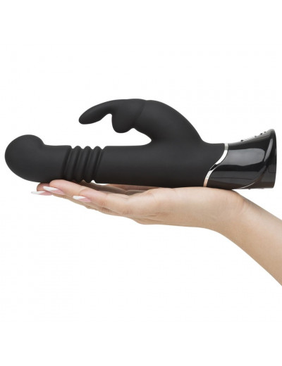 Черный хай-тек вибратор Greedy Girl Thrusting Rabbit Vibrator - 22,8 см.