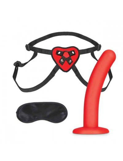 Красный поясной фаллоимитатор Red Heart Strap on Harness   5in Dildo Set - 12,25 см.