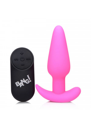 Розовая анальная вибропробка с пультом ДУ 21X Remote Control Vibrating Silicone Butt Plug - 10,4 см.