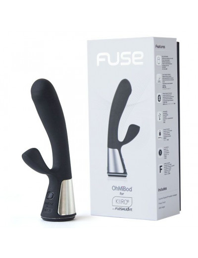 Чёрный интерактивный вибратор Kiiroo Ohmibod Fuse - 18 см.