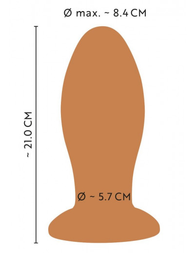 Оранжевая анальная пробка с присоской - 21 см.