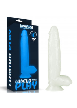 Прозрачный, светящийся в темноте фаллоимитатор Lumino Play Dildo - 26 см.