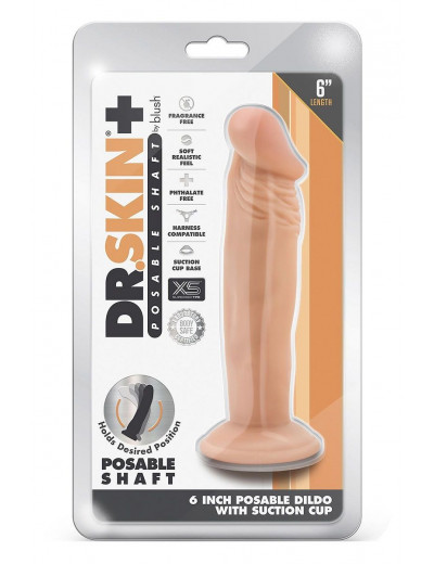 Телесный фаллоимитатор-реалистик 6 Inch Posable Dildo - 16,5 см.