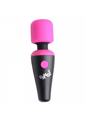 Розово-черный мини-вибромассажер 10X Vibrating Mini Silicone Wand