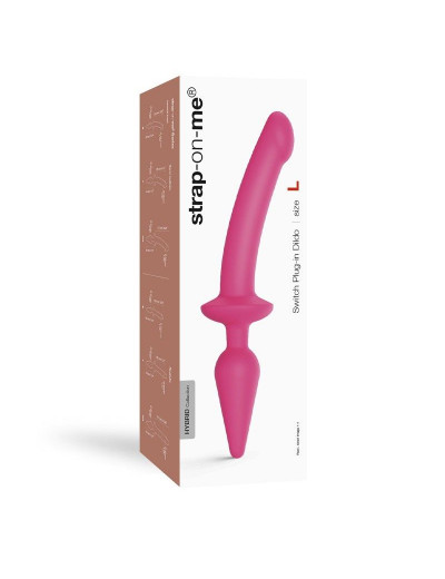 Розовый двусторонний фаллоимитатор Strap-On-Me Dildo Plug-In Switch size S