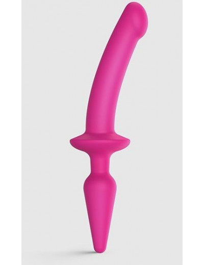 Розовый двусторонний фаллоимитатор Strap-On-Me Dildo Plug-In Switch size S