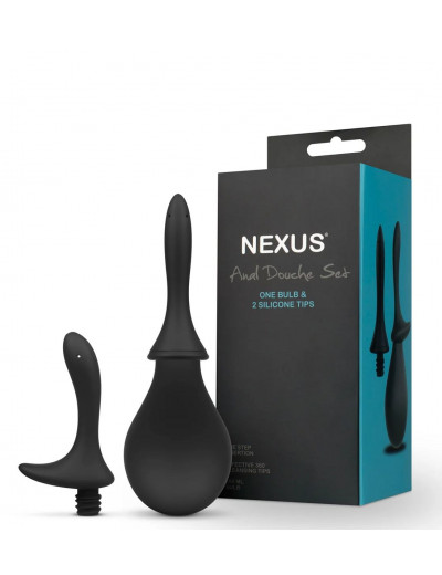 Черный анальный душ Nexus Anal Douche Set с 2 сменными насадками