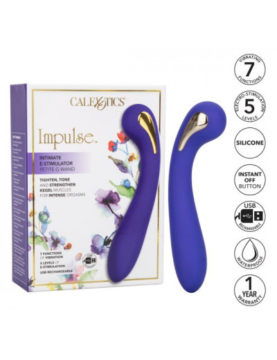 Фиолетовый вибромассажер с электростимуляцией Intimate Estim Petite G Wand - 19 см.