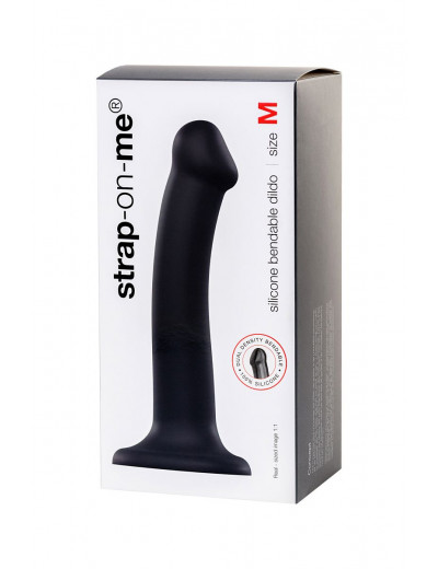 Черный фаллос на присоске Silicone Bendable Dildo M - 18 см.