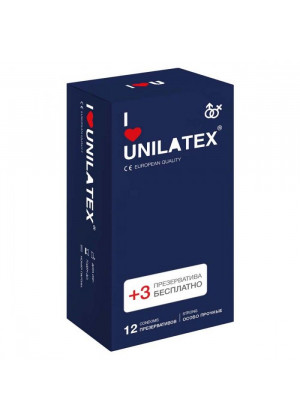 Ультрапрочные презервативы Unilatex Extra Strong - 12 шт. + 3 шт. в подарок