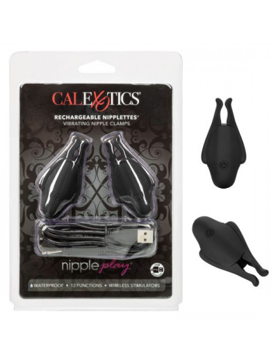 Черные виброзажимы для сосков Nipple Play Rechargeable Nipplettes