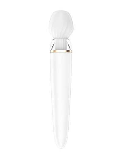 Белый вибромассажер Satisfyer Double Wand-er со сменными насадками