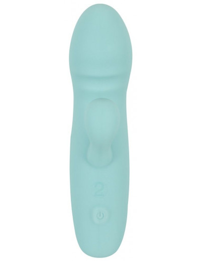 Бирюзовый мини-вибратор с клиторальным отростком Rabbit Vibrator - 15,5 см.