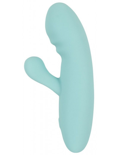 Бирюзовый мини-вибратор с клиторальным отростком Rabbit Vibrator - 15,5 см.