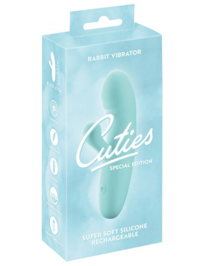 Бирюзовый мини-вибратор с клиторальным отростком Rabbit Vibrator - 15,5 см.