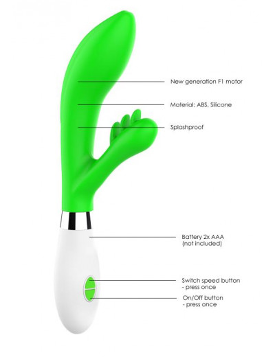 Зеленый вибратор-кролик Agave - 23 см.