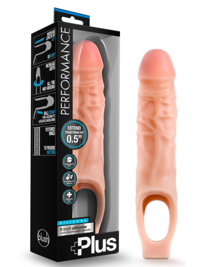 Телесный реалистичный фаллоудлинитель 9 Inch Silicone Cock Sheath Penis Extender - 22,86 см.