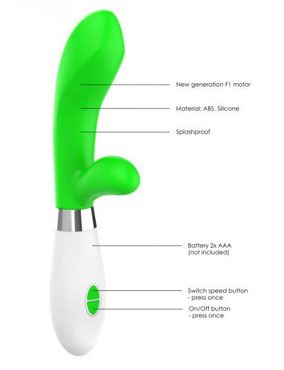 Зеленый вибратор-кролик Achilles - 21 см.