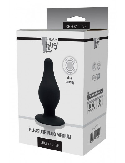 Черный анальный стимулятор DUAL DENSITY PLEASURE PLUG M - 9,3 см.