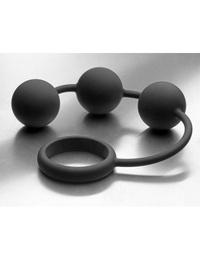 Анальные шарики Silicone Cock Ring with 3 Weighted Balls