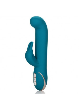 Бирюзовый вибратор с изогнутой головкой Jack Rabbit Signature Silicone Rocking  G  Rabbit - 20 см.