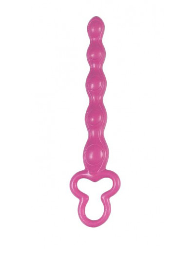 Розовая анальная цепочка Clover Anal Rod - 18 см.