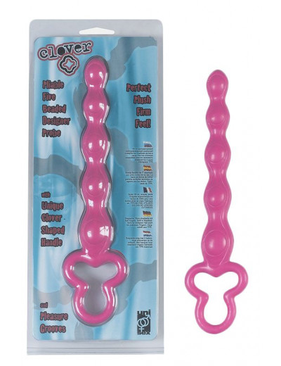 Розовая анальная цепочка Clover Anal Rod - 18 см.