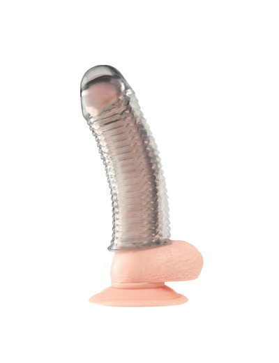 Текстурированная насадка на пенис Clear Textured Penis Enhancing Sleeve Extension - 16,5 см.