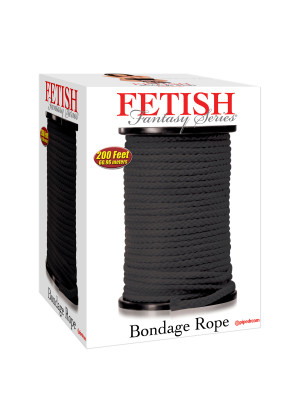 Черная веревка для связывания Bondage Rope - 60,9 м.