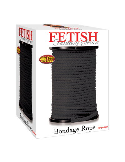 Черная веревка для связывания Bondage Rope - 60,9 м.