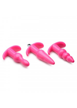 Набор из 3 розовых анальных пробок с вибропулей Thrill Trio Anal Plug Set