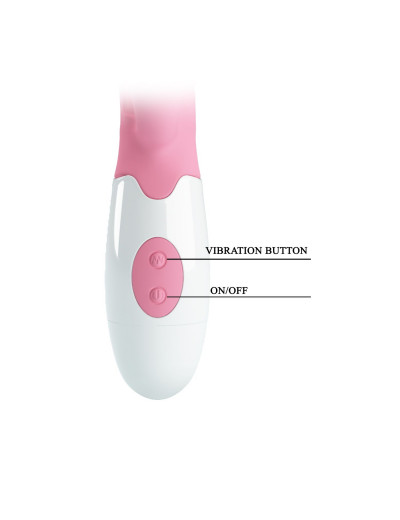 Нежно-розовый вибратор с клиторальным отростком Peter - 19,2 см.