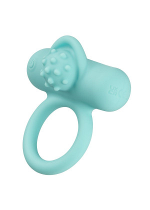 Аквамариновое эрекционное виброкольцо Silicone Rechargeable Nubby Lover’s Delight