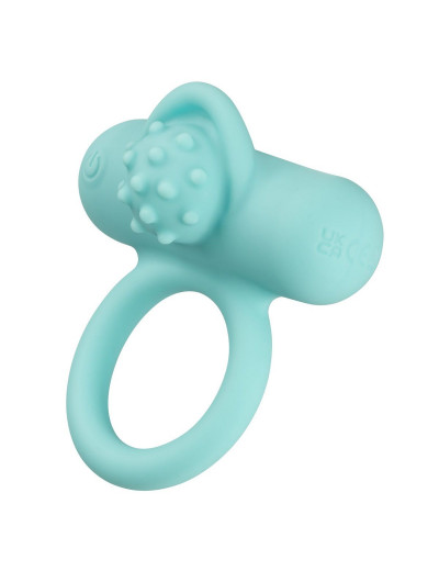 Аквамариновое эрекционное виброкольцо Silicone Rechargeable Nubby Lover’s Delight