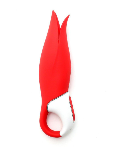 Красный вибратор Satisfyer Power Flower с лепестками - 18,8 см.