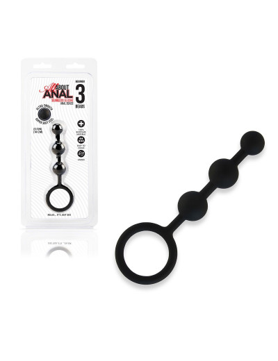 Черные силиконовые анальные бусы Silicone Anal Beads - 14 см.