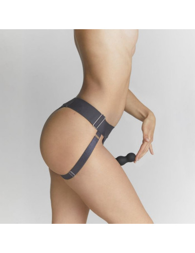 Серые трусики для фиксации насадок Strap-on-me Harness Lingerie Unique