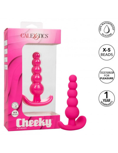 Розовая анальная елочка для ношения Cheeky X-5 Beads - 10,75 см.