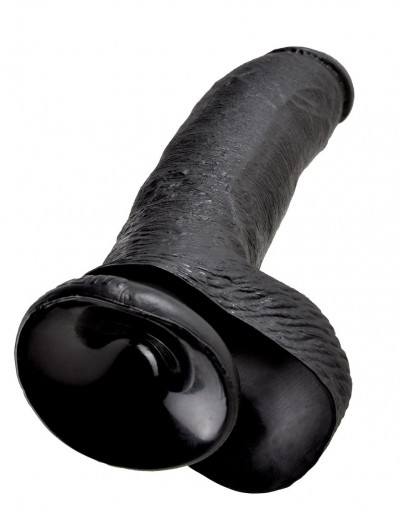 Чёрный фаллоимитатор 9  Cock with Balls - 22,9 см.