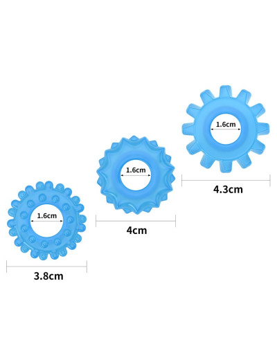 Набор из 3 голубых, светящихся в темноте эрекционных колец Lumino Play