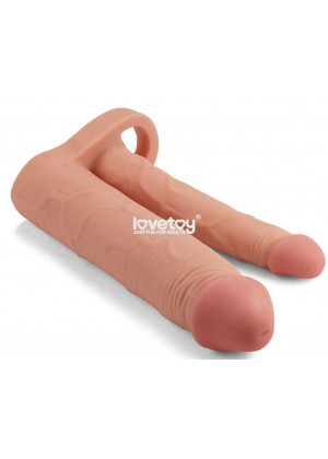 Телесная насадка для двойного проникновения Add 2 Pleasure X Tender Double Penis Sleeve - 20 см.