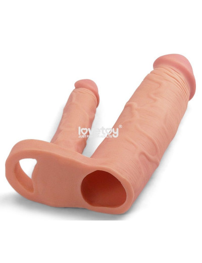 Телесная насадка для двойного проникновения Add 2 Pleasure X Tender Double Penis Sleeve - 20 см.