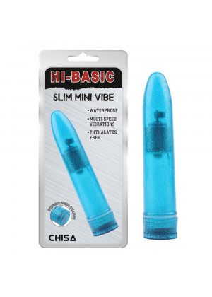 Голубой мини-вибратор Slim Mini Vibe - 13,2 см.