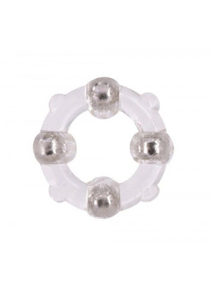 Эрекционное кольцо с 4 бусинами MENZSTUFF STUD RING CLEAR