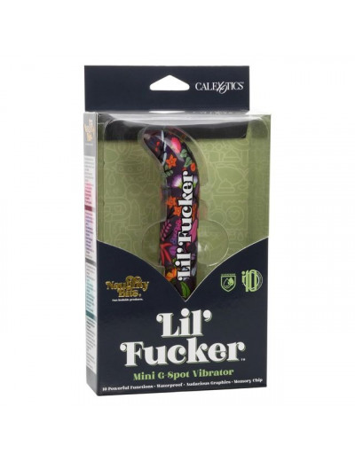 Черный мини-вибратор с цветочным принтом Lil Fucker Mini G-Spot Vibrator - 12,75 см.