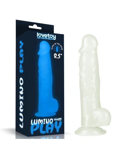 Прозрачный, светящийся в темноте фаллоимитатор Lumino Play Dildo - 21,5 см.