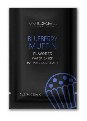 Лубрикант на водной основе с ароматом черничного маффина Wicked Aqua Blueberry Muffin - 3 мл.