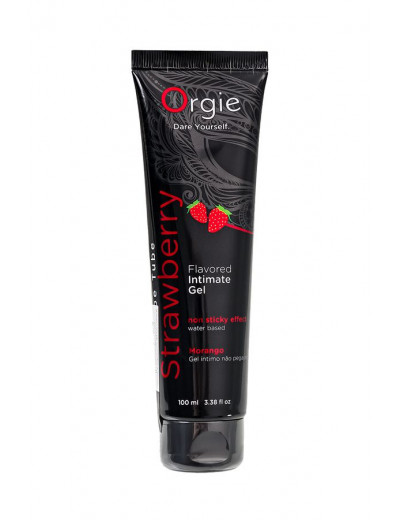 Интимный гель на водной основе Lube Tube Strawberry с клубничным вкусом - 100 мл.