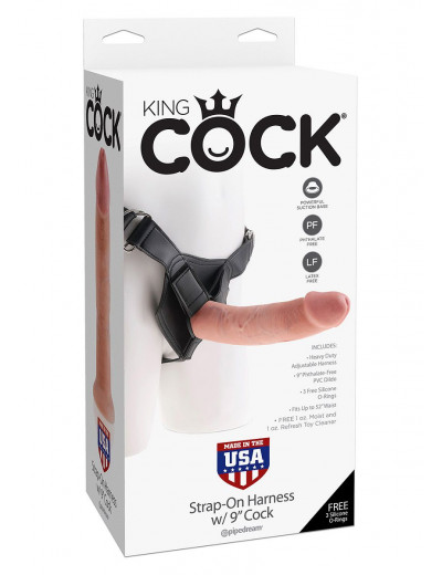 Страпон Harness со съемной телесной насадкой King Cock 9 - 22,9 см.