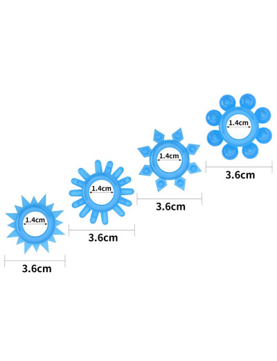 Набор из 4 голубых, светящихся в темноте эрекционных колец Lumino Play